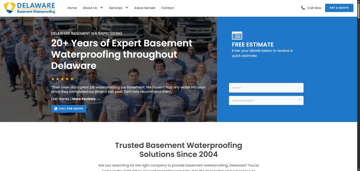Delaware Basement Waterproofing